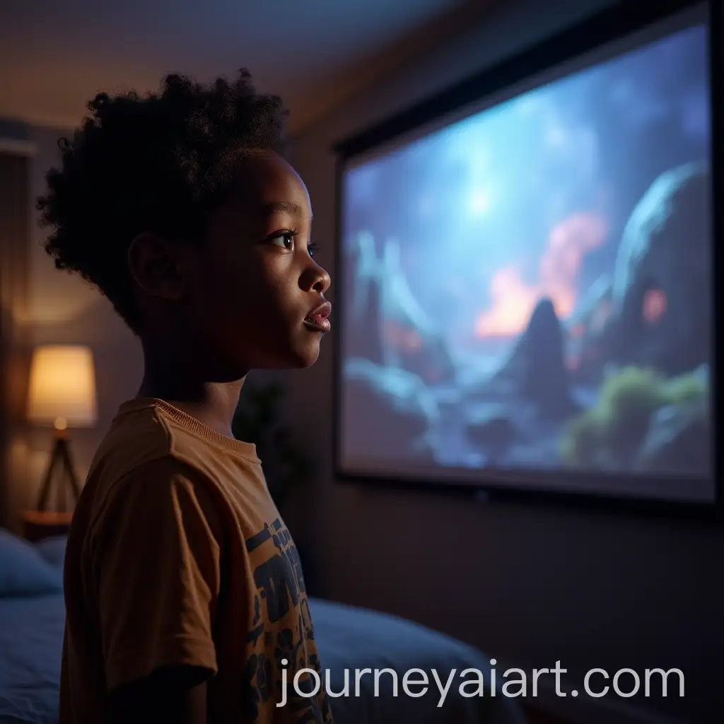 Young-African-American-Boy-Looking-at-Projection-Screen
