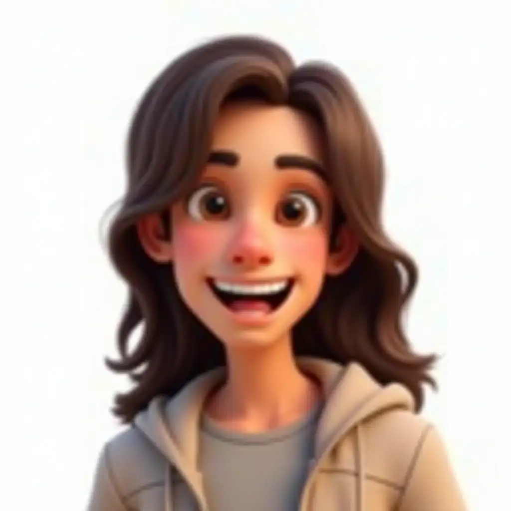 Realistic-Animoji-iOS-Style-of-22YearOld-Male-with-Long-Hair-and-Fun-Expression