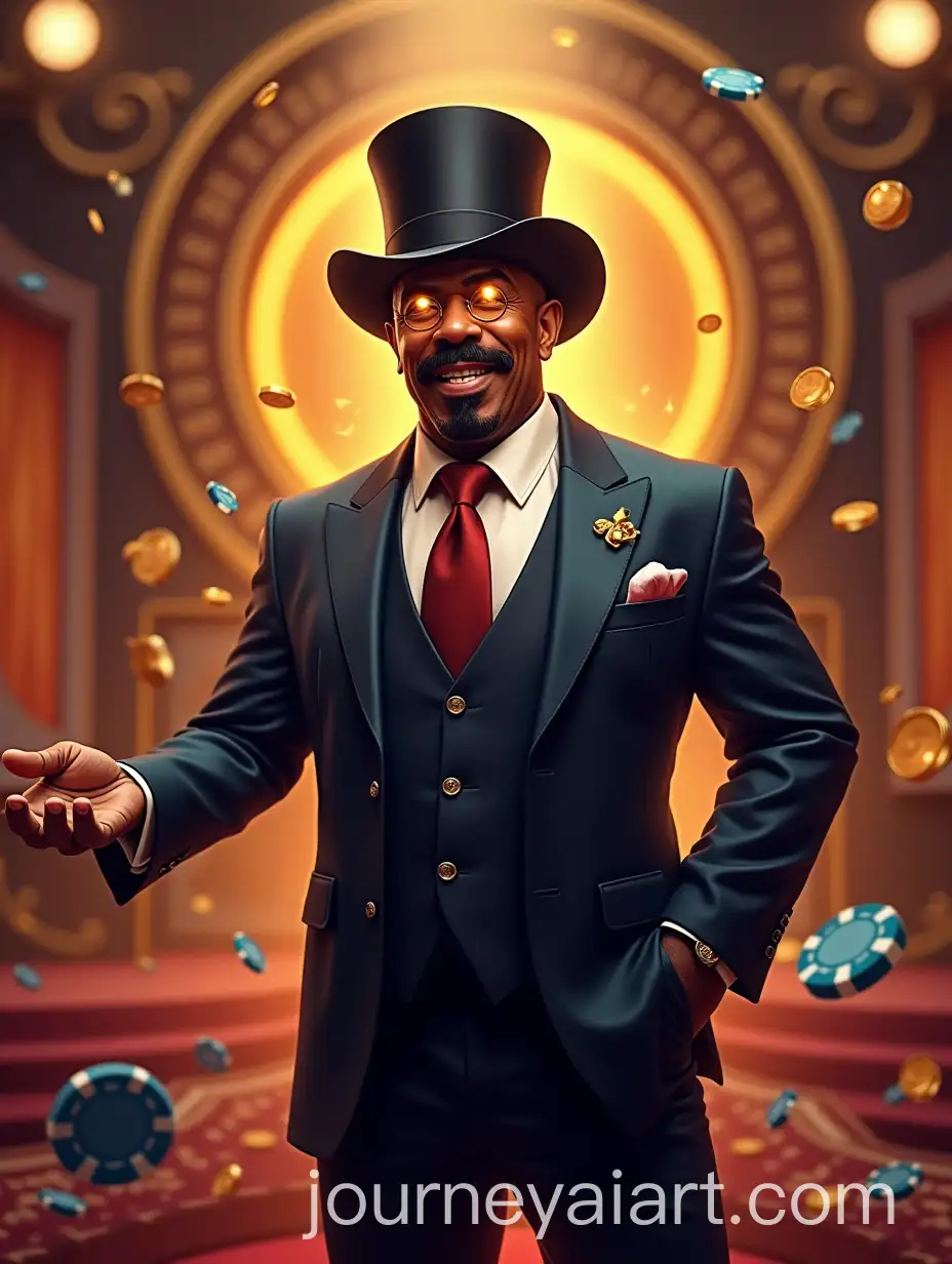 Steve-Harvey-in-a-Fantasy-Game-Show-Setting-with-Golden-Glow-and-Jackpot