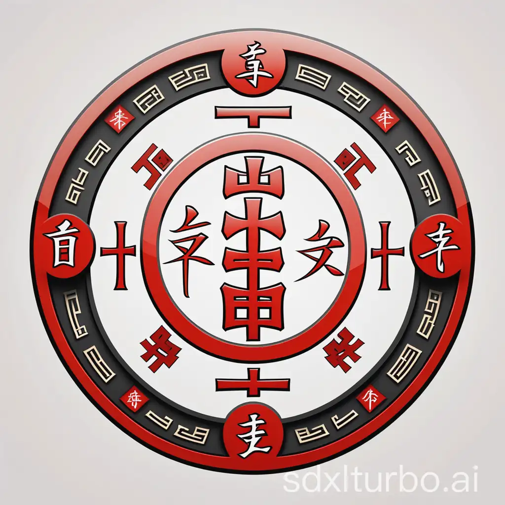 Wing chun hieroglyph logo with four elements