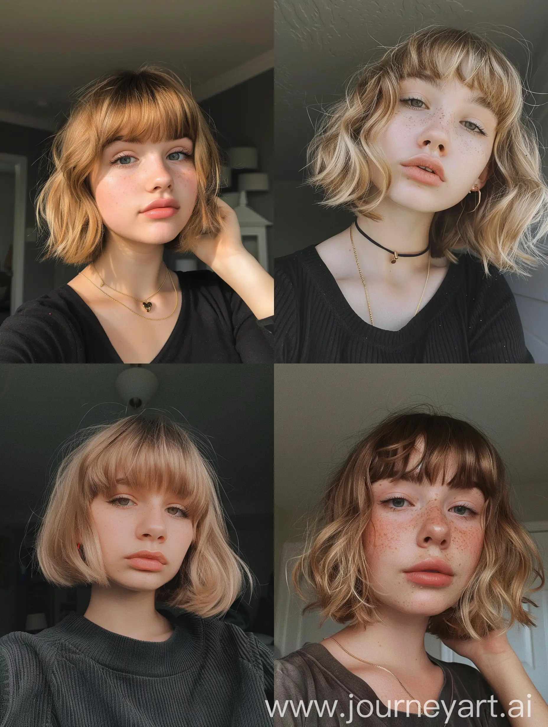 Aesthetic-Instagram-Selfie-of-a-Young-Teenage-Girl-with-Short-Bangs-and-Blonde-Ombre