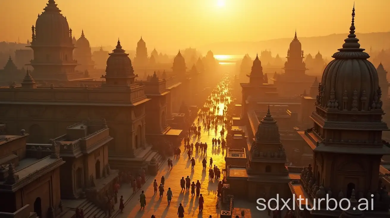 Ancient-Varanasi-at-Sunset-Temples-Palaces-and-Bustling-Markets