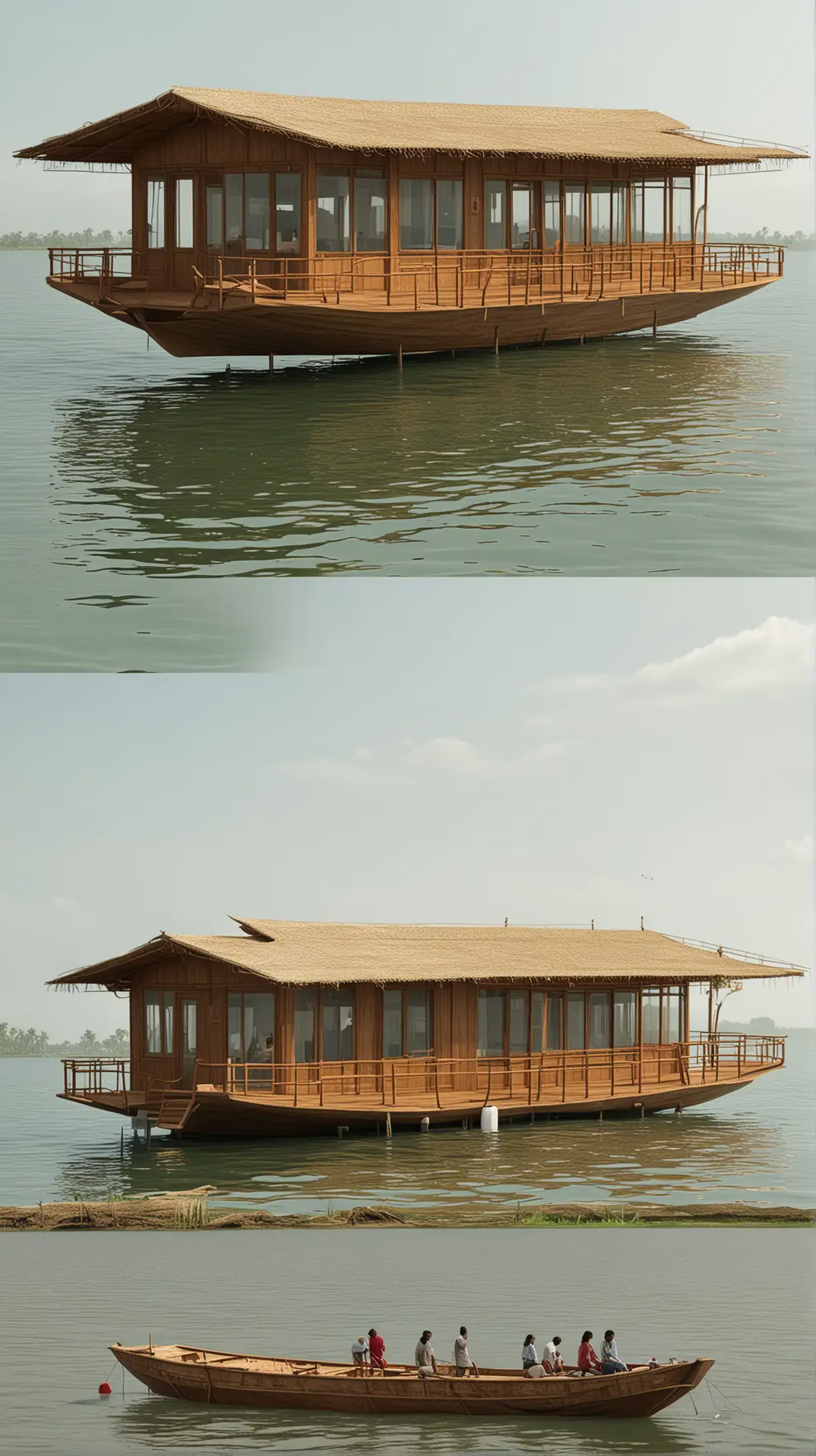 Climate Change Responsive Gallery Pavilion with Kerala Houseboat Structure and Human Scale