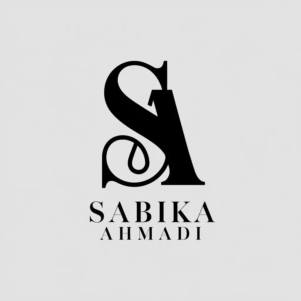 LOGO Design for Sabika Ahmadi Elegant S and A Monogram with a Clean and Minimalistic Vector Style