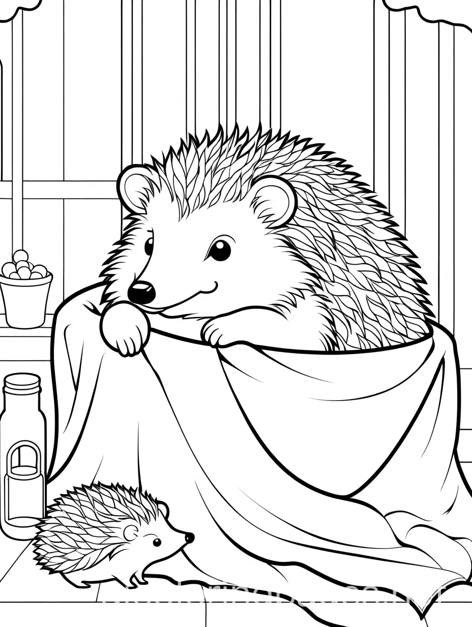 Cozy-Indoor-Setup-with-a-Sleepy-Hedgehog-in-Fleece-Blanket