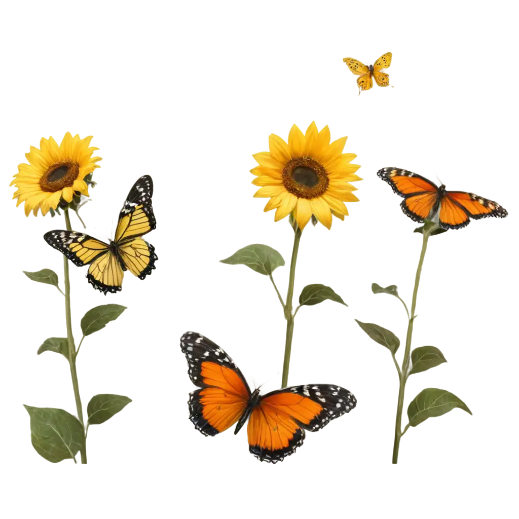 Sunflowers with butterflies