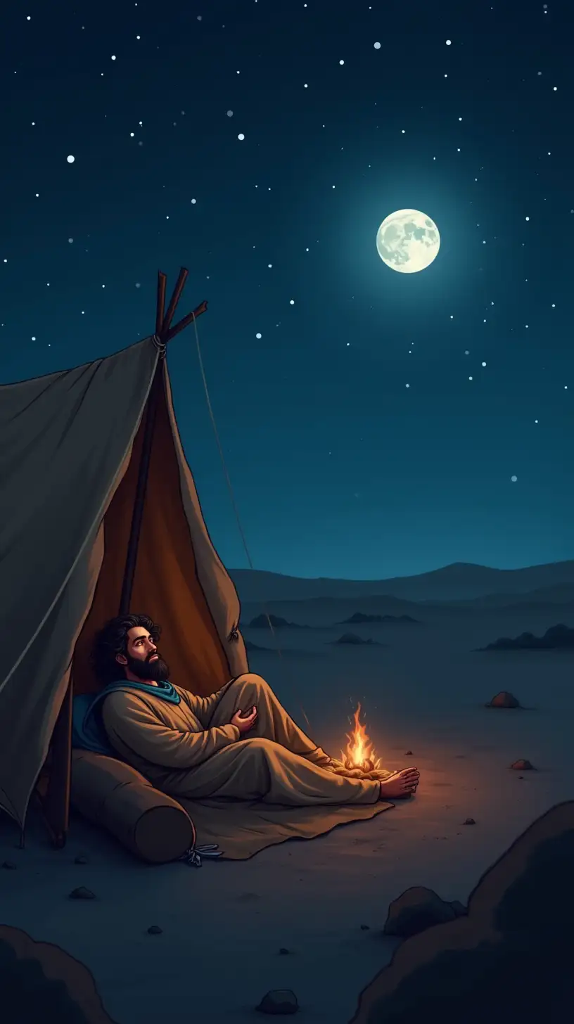 Prophet Ibrahims Dream of Sacrifice Under a Starry Desert Sky