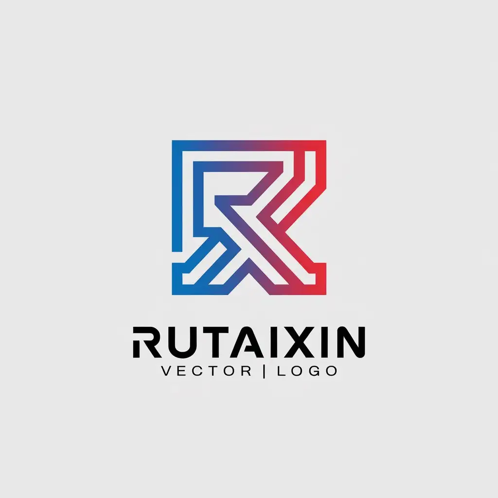 LOGO Design for Rutaixin Blue Red and White with Minimalistic R T X Symbol for Technology Industry