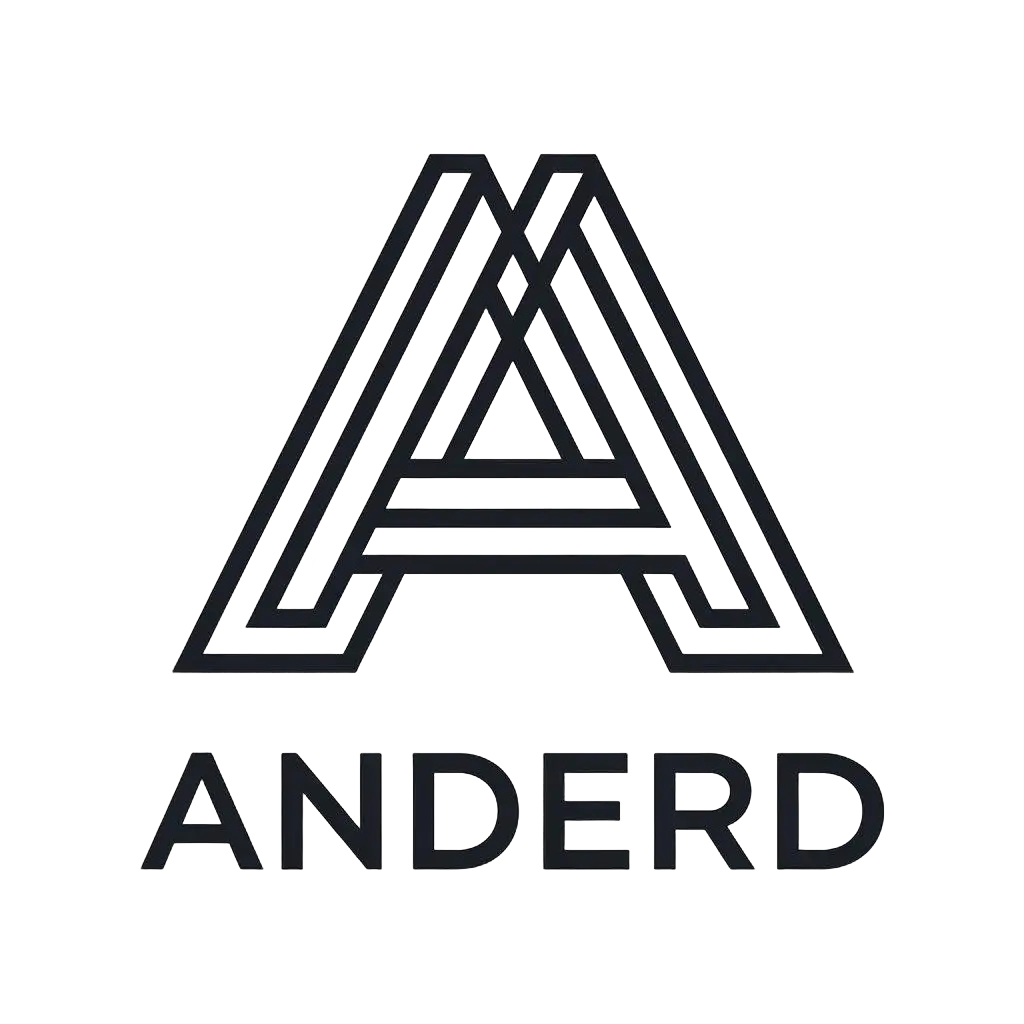 a vector logo design,with the text "AnderD", main symbol:A,complex,clear background