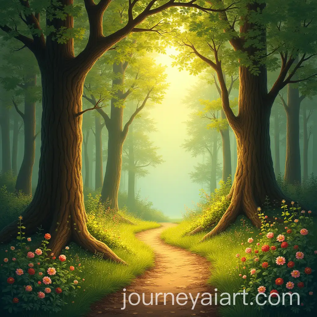 Enchanting-Sunny-Fairy-Tale-Forest-with-Vibrant-Nature
