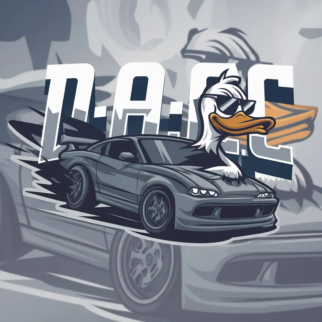 LOGO Design for DAC Duck and Drifting Car Theme with Clear Background