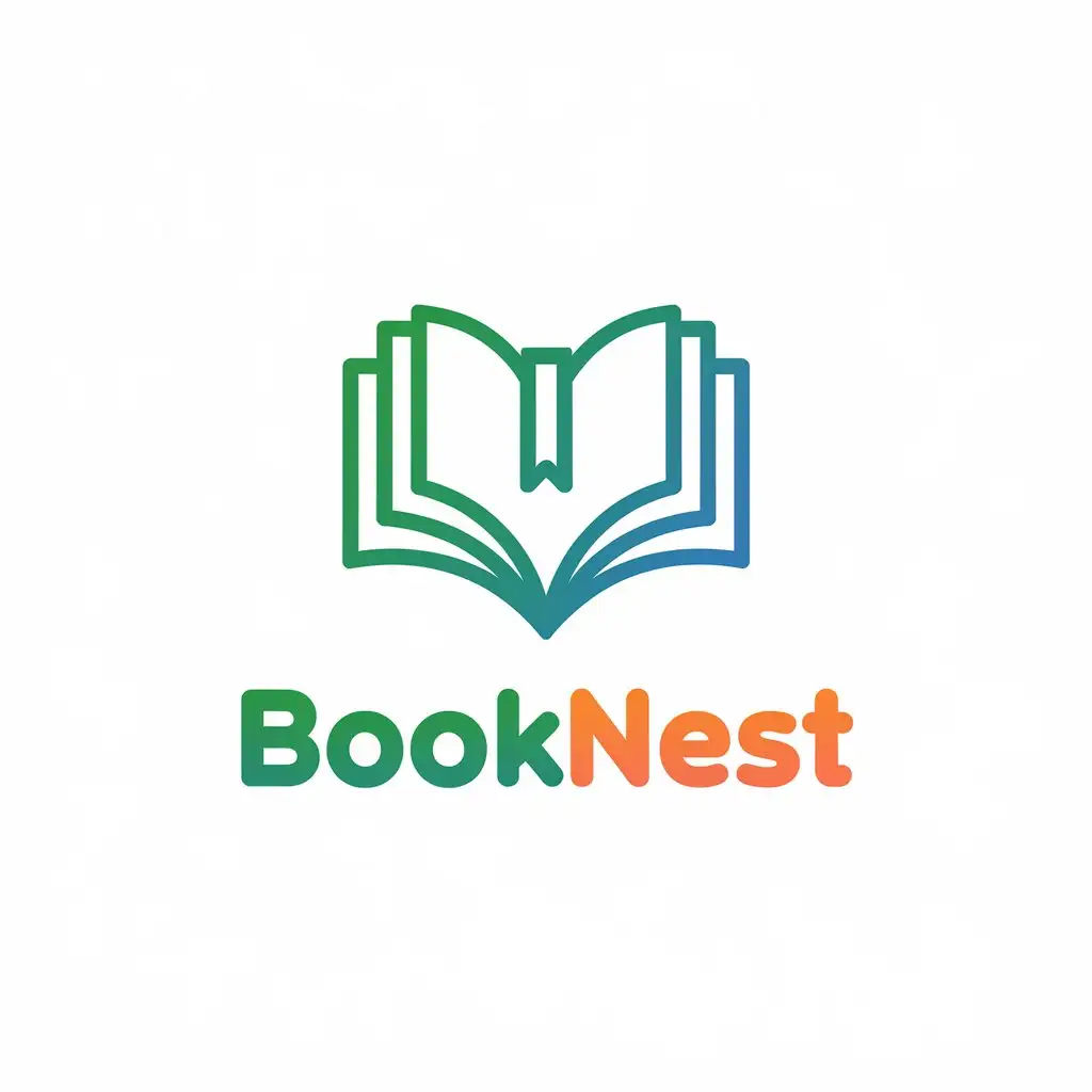 LOGO-Design-for-BookNest-Green-Blue-and-Orange-with-Open-Book-Symbol