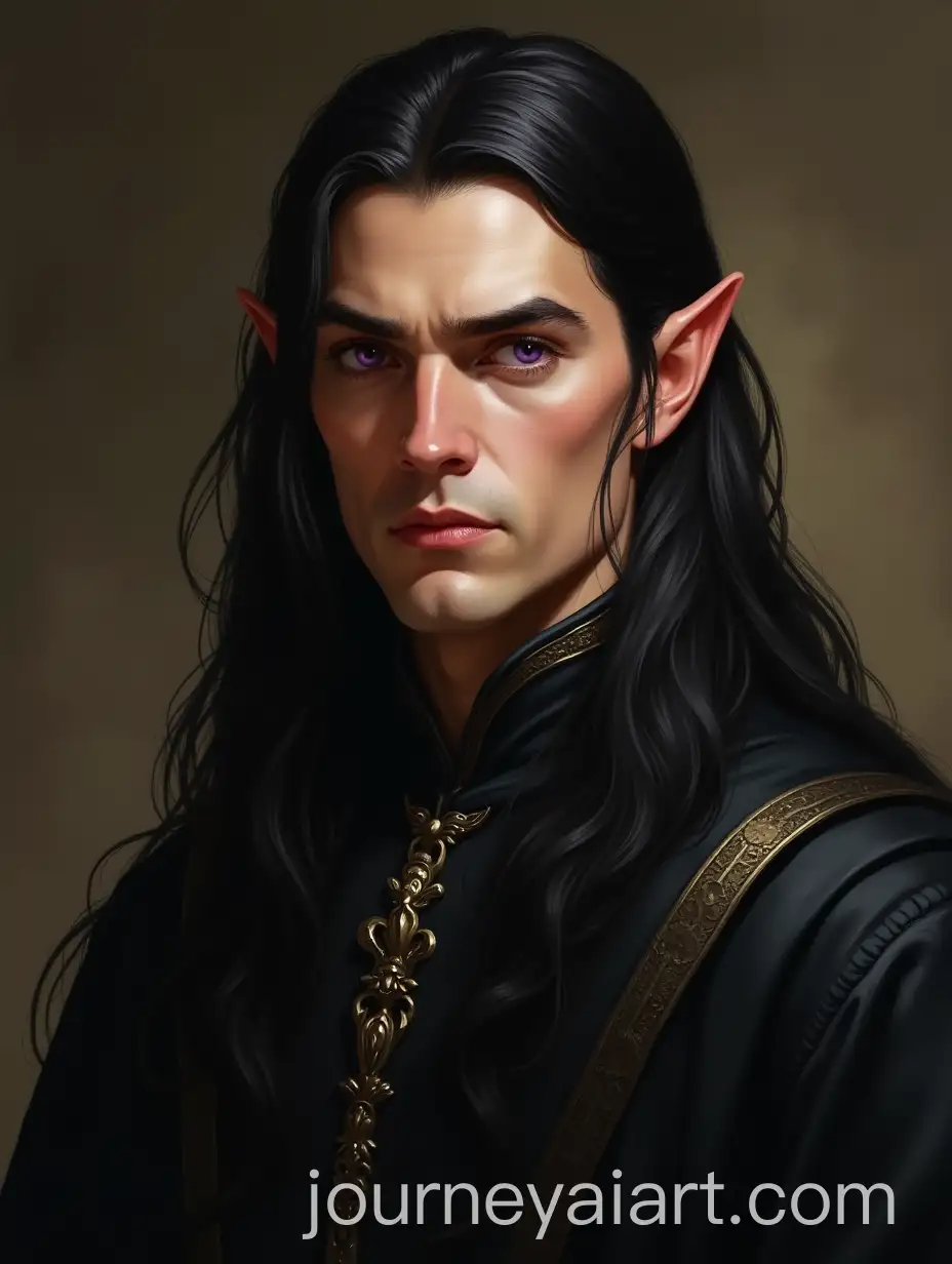 Portrait-ofAI-Art-Prompt-Expansion-a-Young-Elf-with-Long-Black-Hair-and-Bright-Purple-Eyes-in-Medieval-Clothing