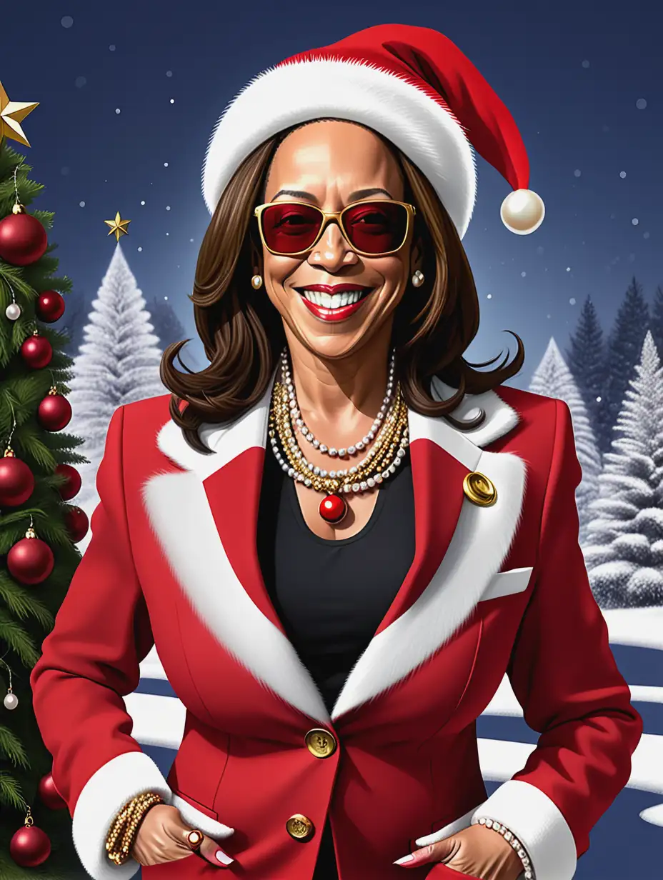 Kamala Harris Celebrating Christmas in Festive Attire