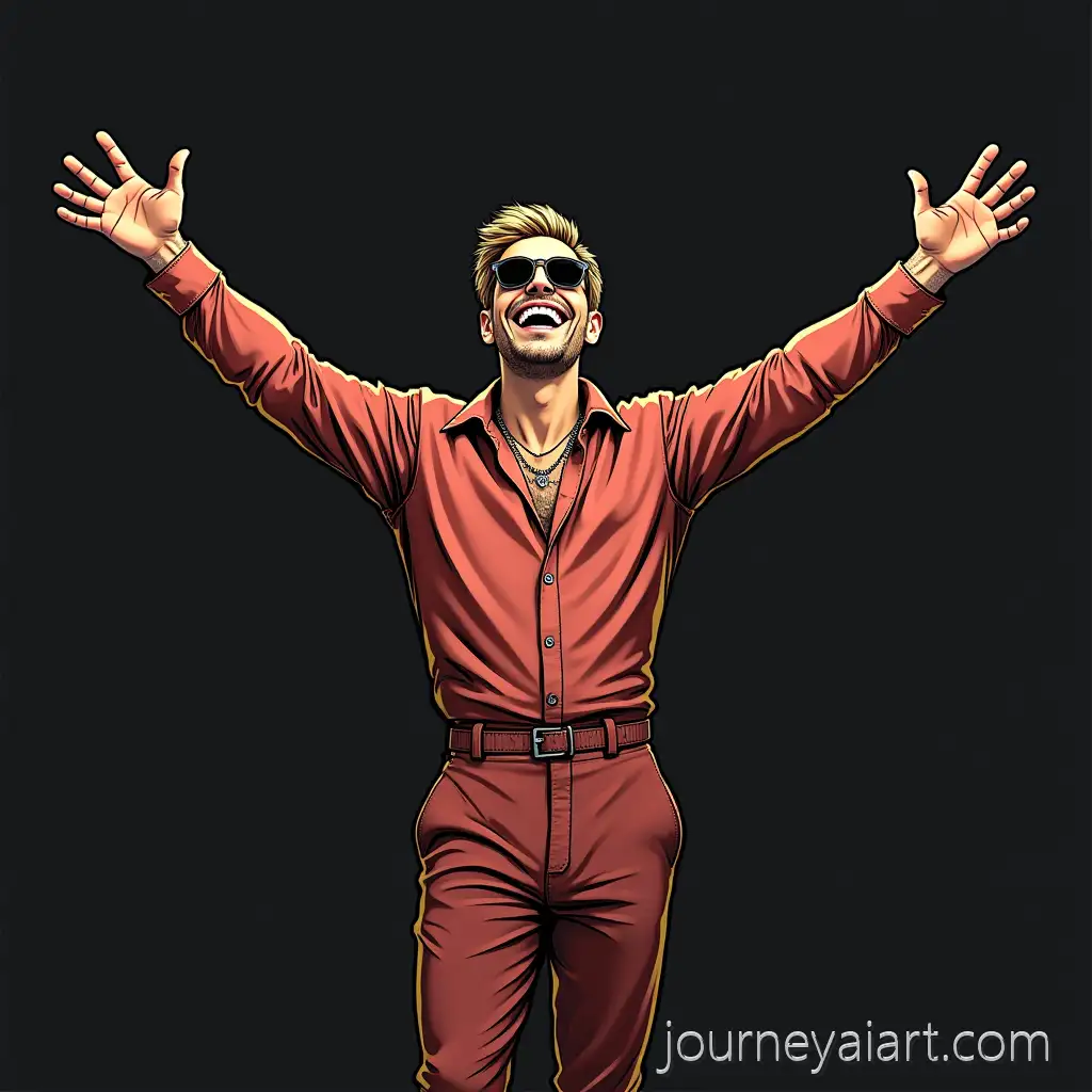 Man-SmMan-smiling-in-jumpsuitiling-with-Confidence-in-Expensive-Jumpsuit-and-Sunglasses