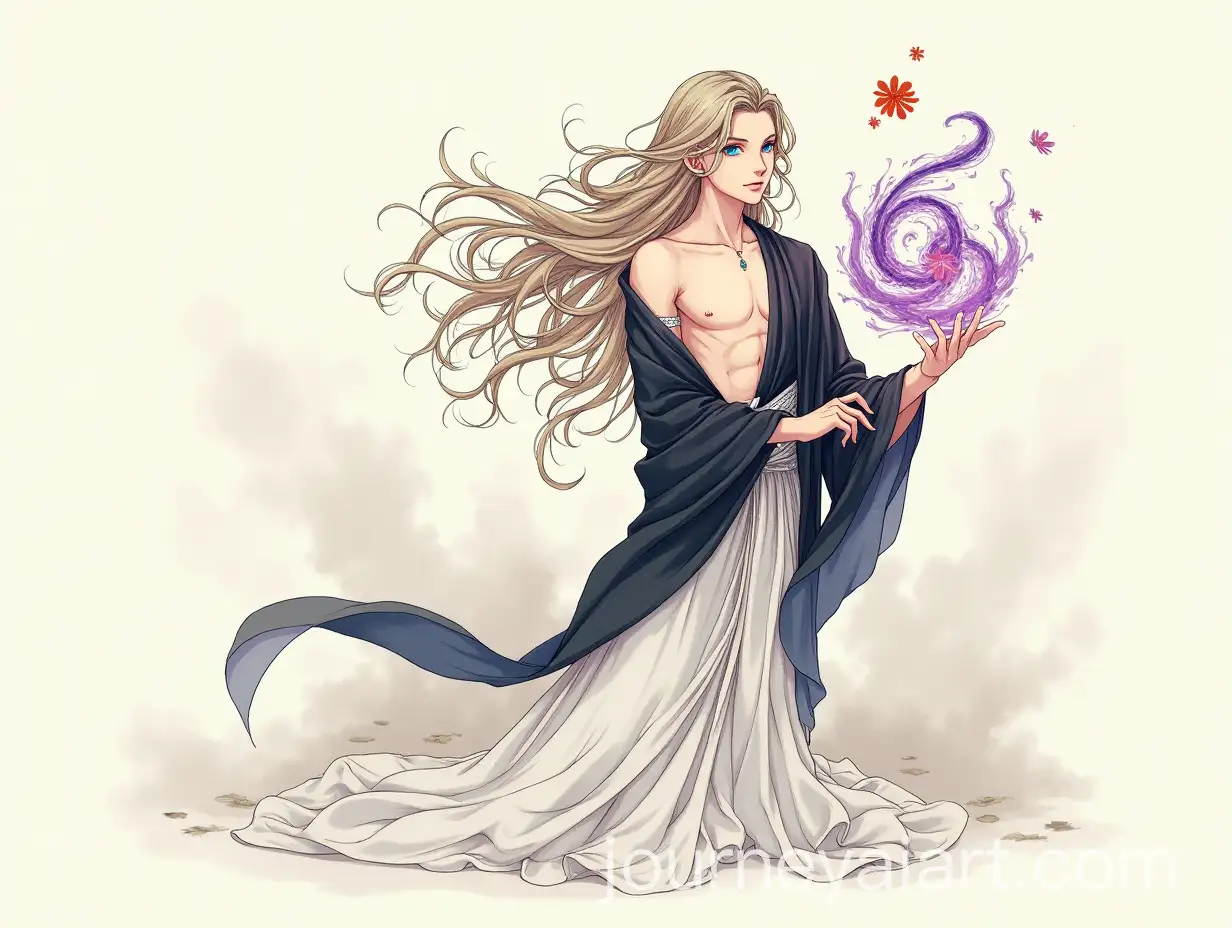 Ethereal-Male-Figure-in-Yoshitaka-Amano-Style-with-Flowing-Hair-and-Swirling-Purple-Energy