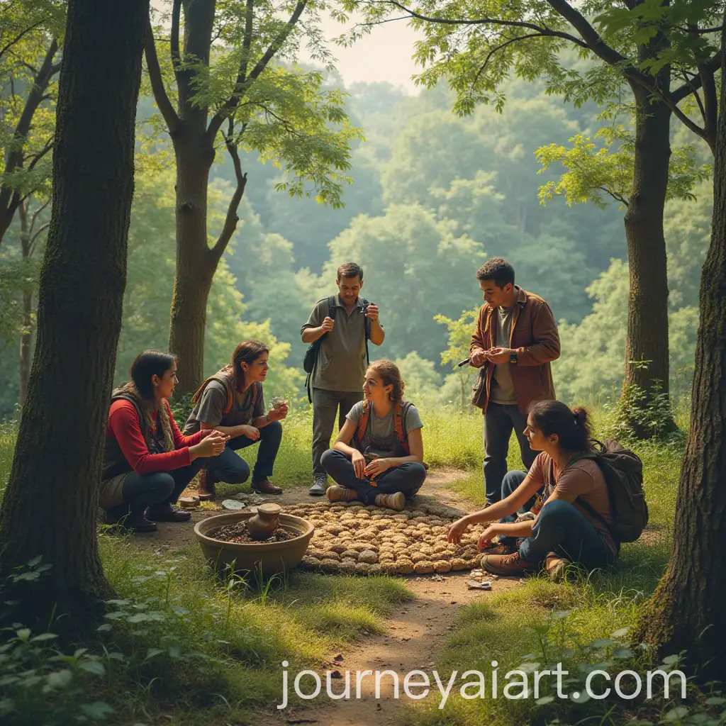 People-Working-in-Groups-on-Historical-Artefacts-in-Nature