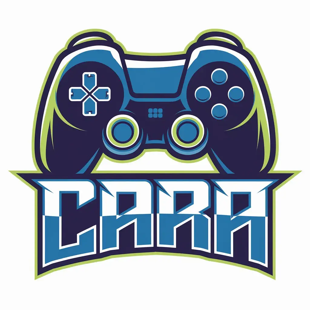 LOGO Design for Cara Gaming Brand with Stylized C as Gaming Controller in Electric Blue and Neon Green