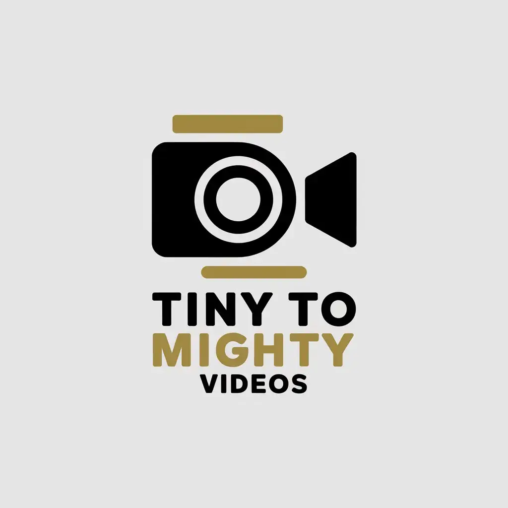 LOGO Design for Tiny to Mighty Videos Black Gold White Minimalistic TextBased Design