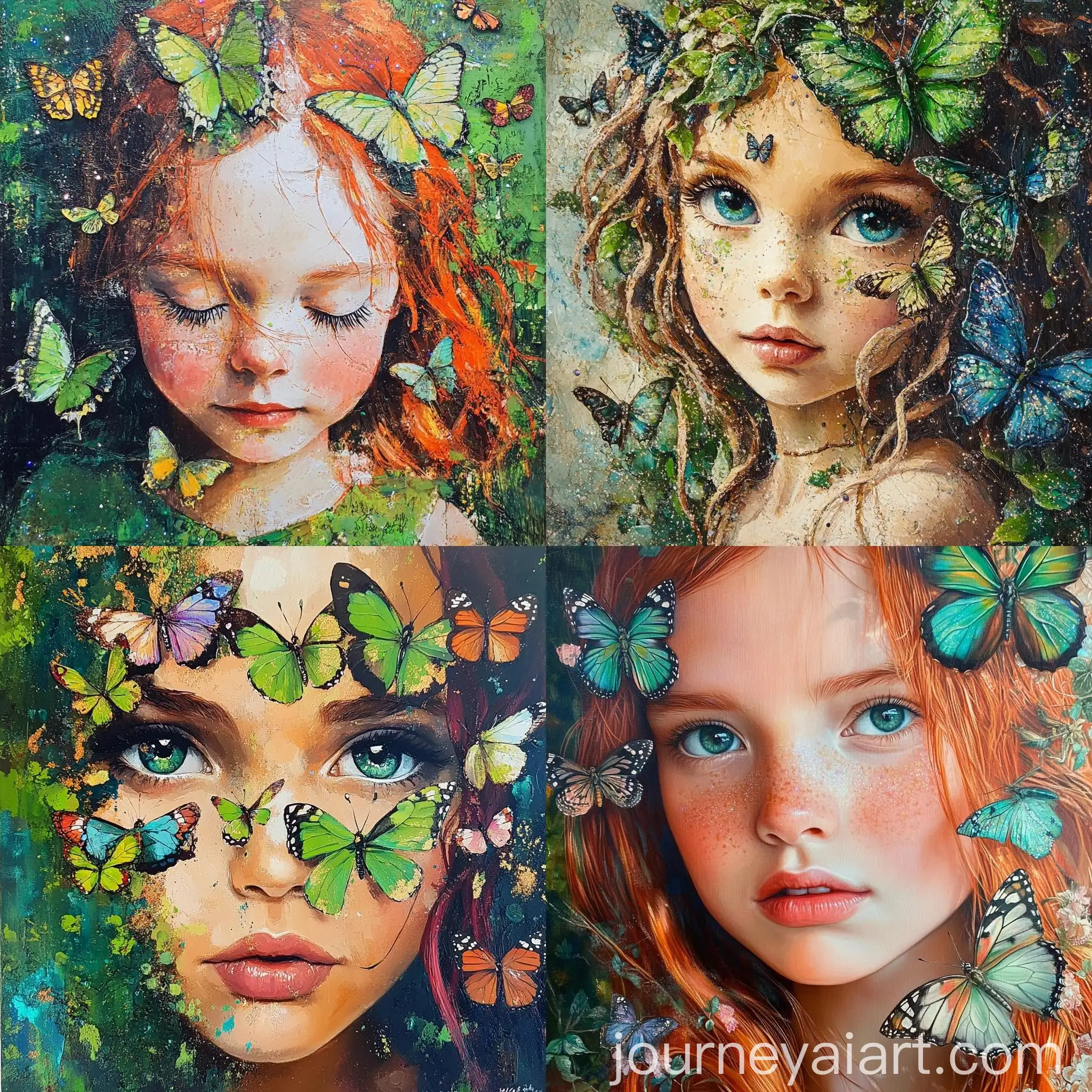 German-RedHaired-Girl-with-Radiant-Green-Eyes-in-an-English-Garden-with-Butterflies