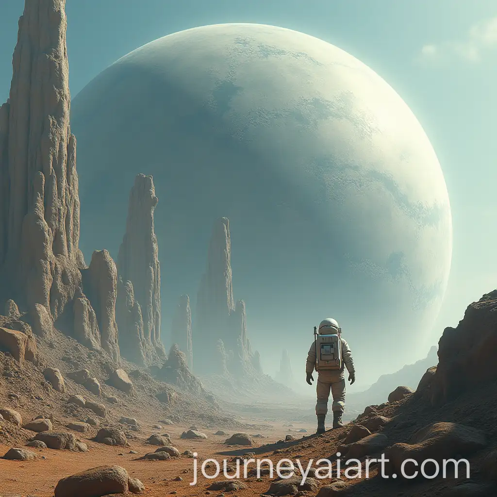 Astronaut-Flying-in-Front-of-Alien-Planet-with-Bonelike-Structures