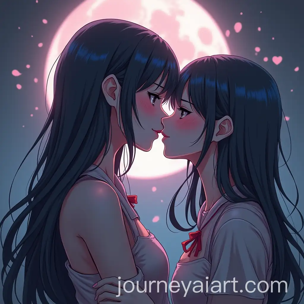 Ghost-Girl-Kissing-Human-Girl-in-Anime-Style