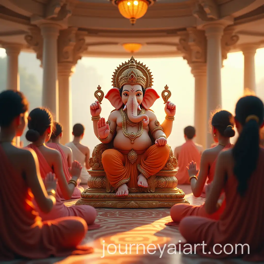 Hindu-Ritual-Veneration-of-Lord-Ganesha-Idol-by-Multigenerational-Devotees