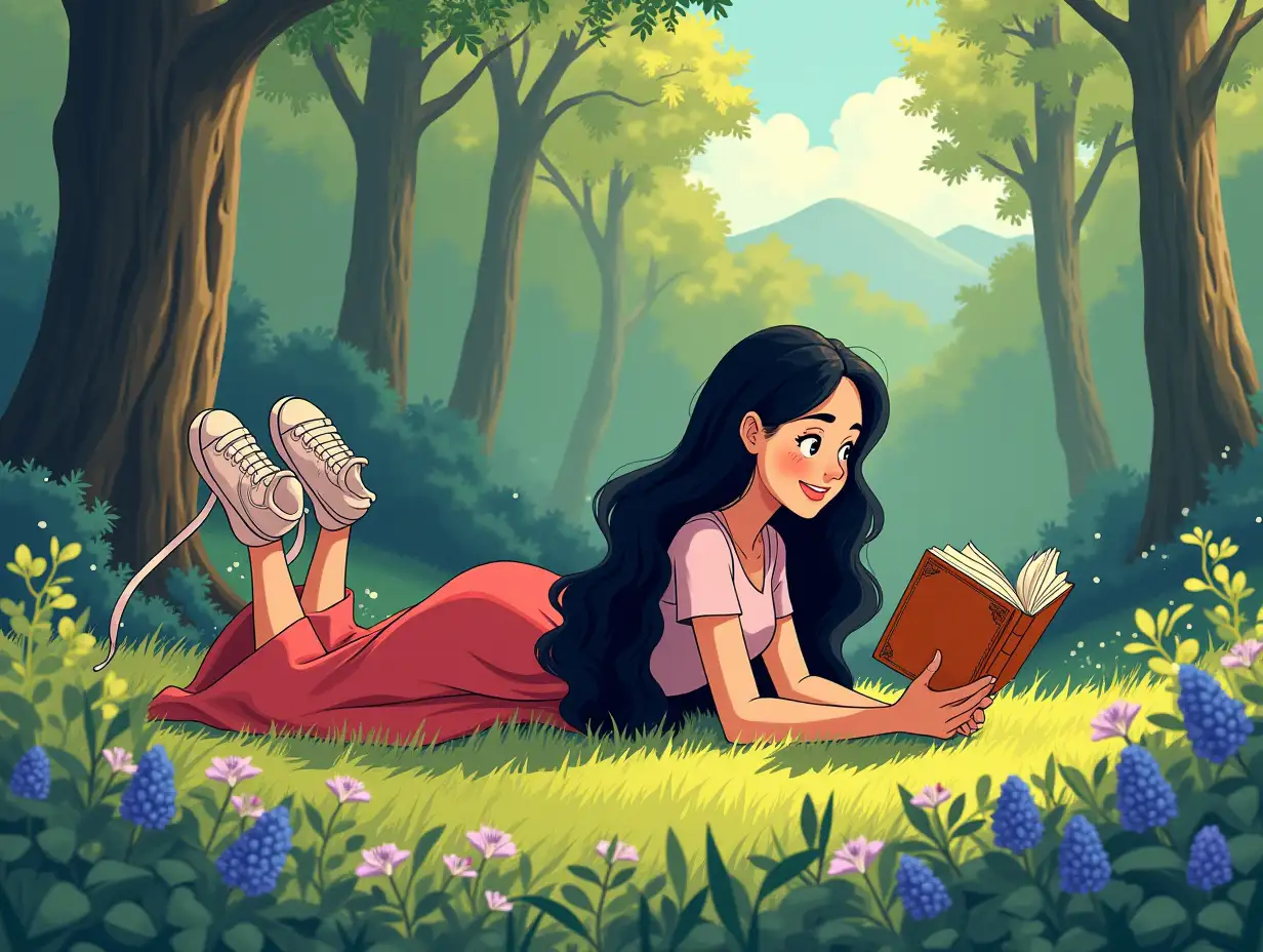 Young-Woman-Enjoying-Springtime-in-the-Blue-Ridge-Mountains-with-Little-Debbie-Cinnamon-Spinwheel-and-a-Book