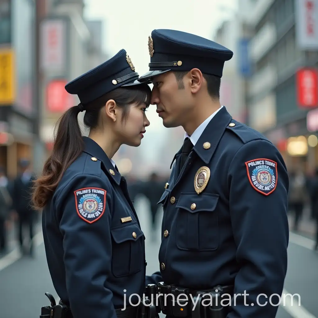 Japanese-Police-Couple-in-Uniform-Man-and-Woman-in-Traditional-Police-Attire