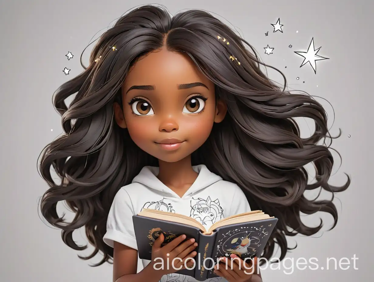 Black-Girl-Holding-Magical-Book-Coloring-Page