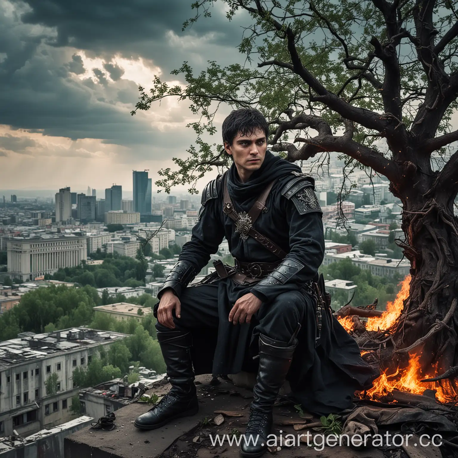 Russian-Warrior-Sorcerer-on-Soviet-Rooftop-Amid-Zombie-Apocalypse