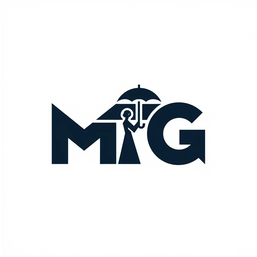 a vector logo design,with the text "MTG", main symbol:A lady holding an umbrella for stranger.,Moderate,be used in Finance industry,clear background