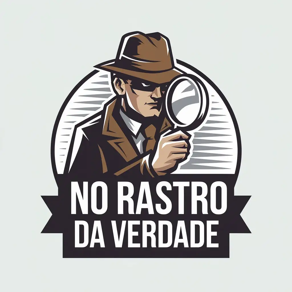 LOGO Design for No Rastro da Verdade Detective with Magnifying Glass on Clear Background