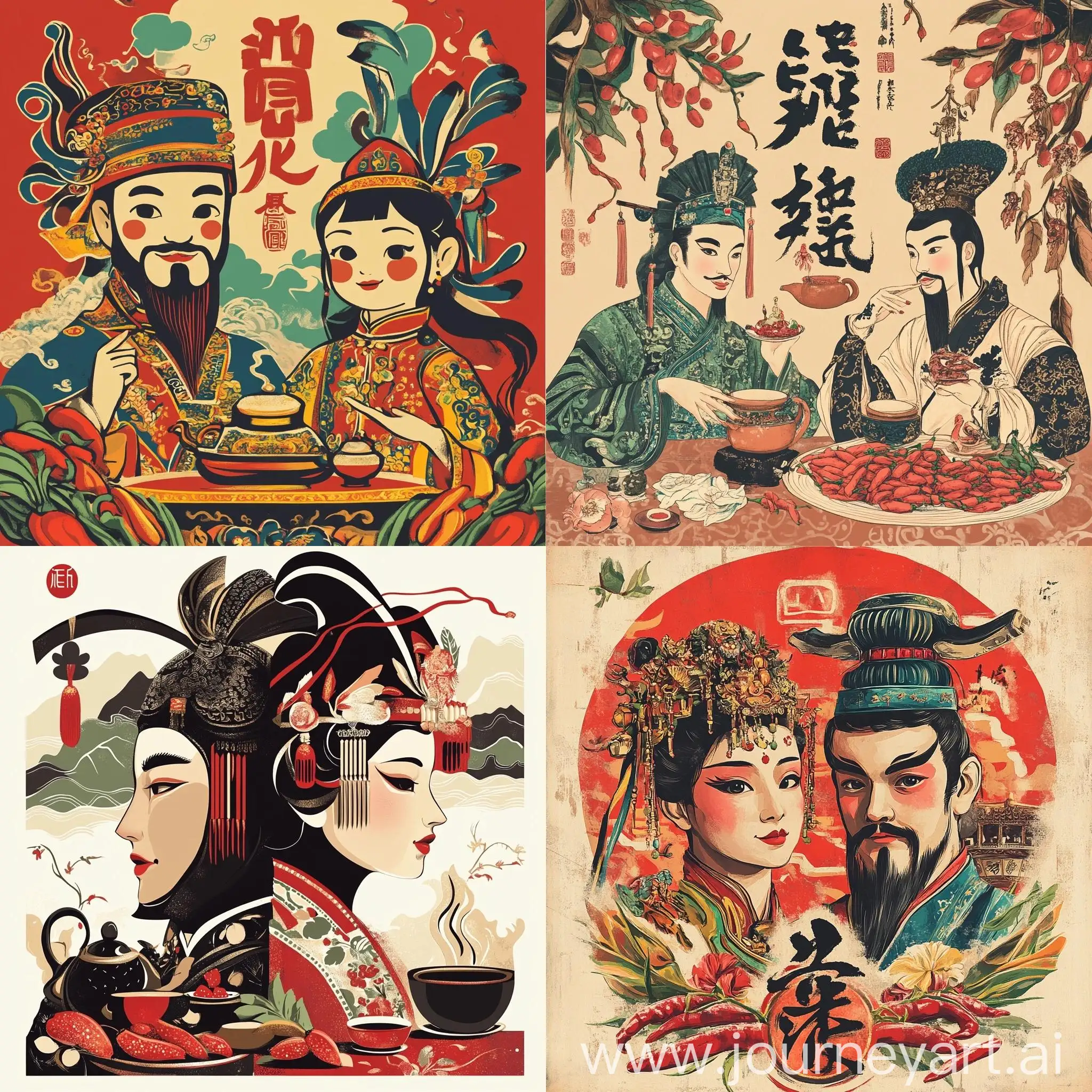 Sichuan-Province-Propaganda-Poster-with-Opera-Chili-Peppers-and-Tea