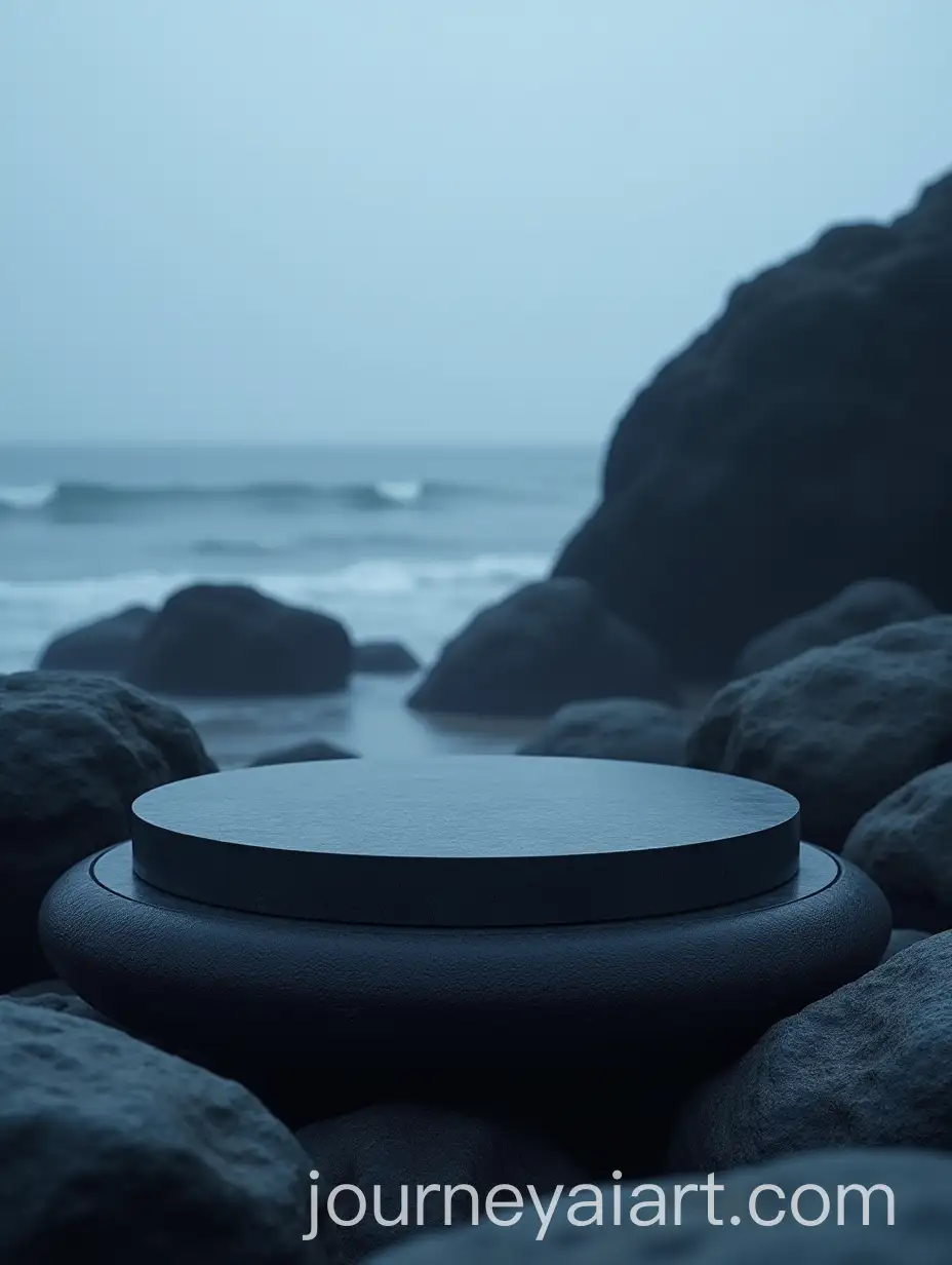 Eau-de-Parfum-Advertisement-with-Matte-Stone-Podium-on-Beach