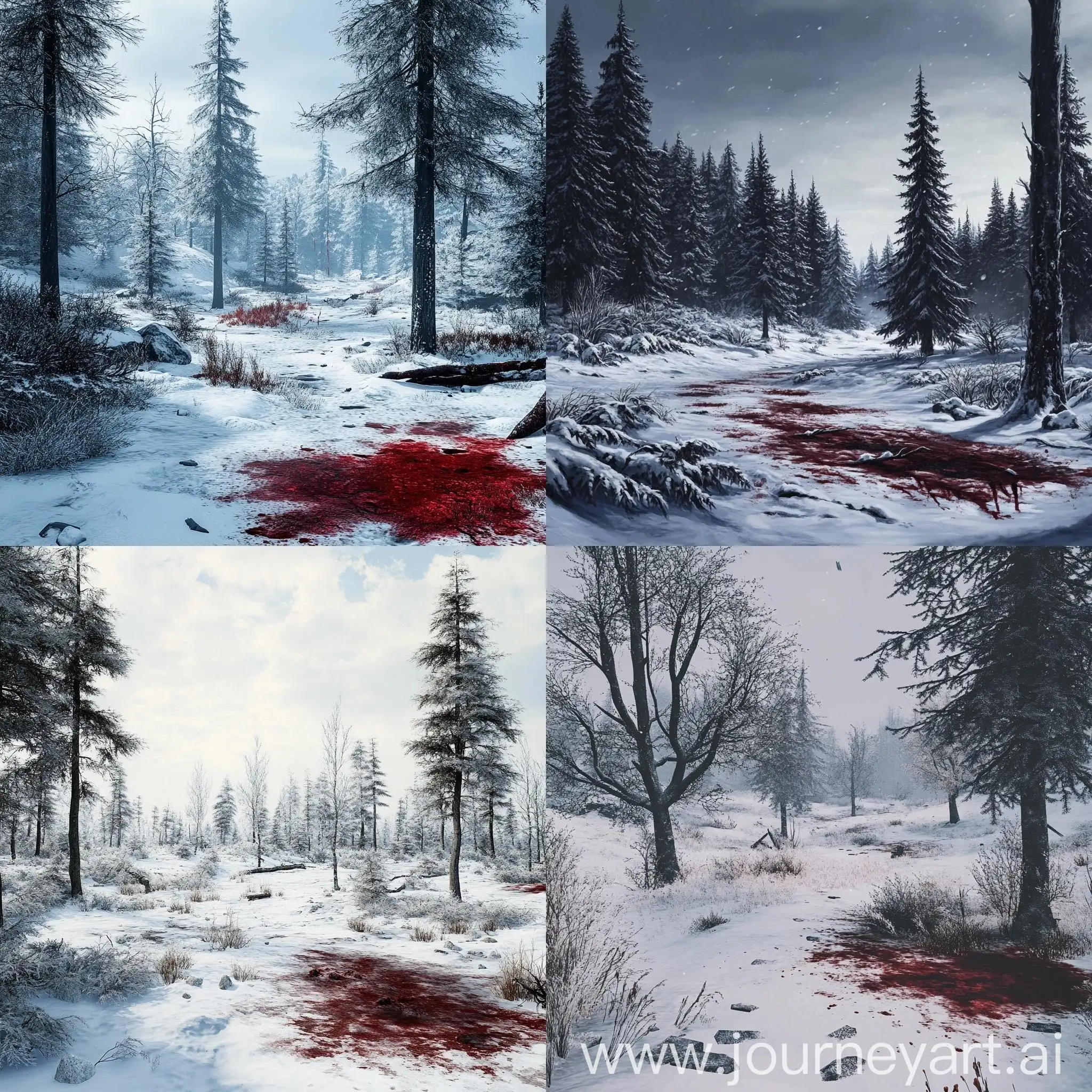 Snowy-Wasteland-Scene-with-Blood-Stain