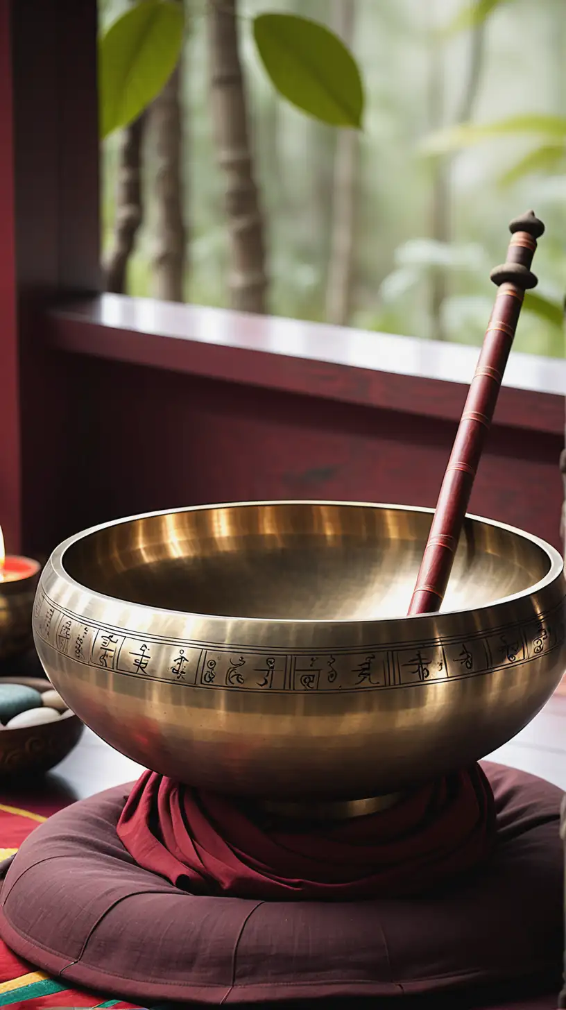 Serene Tibetan Healing Music Bowl in Peaceful Setting