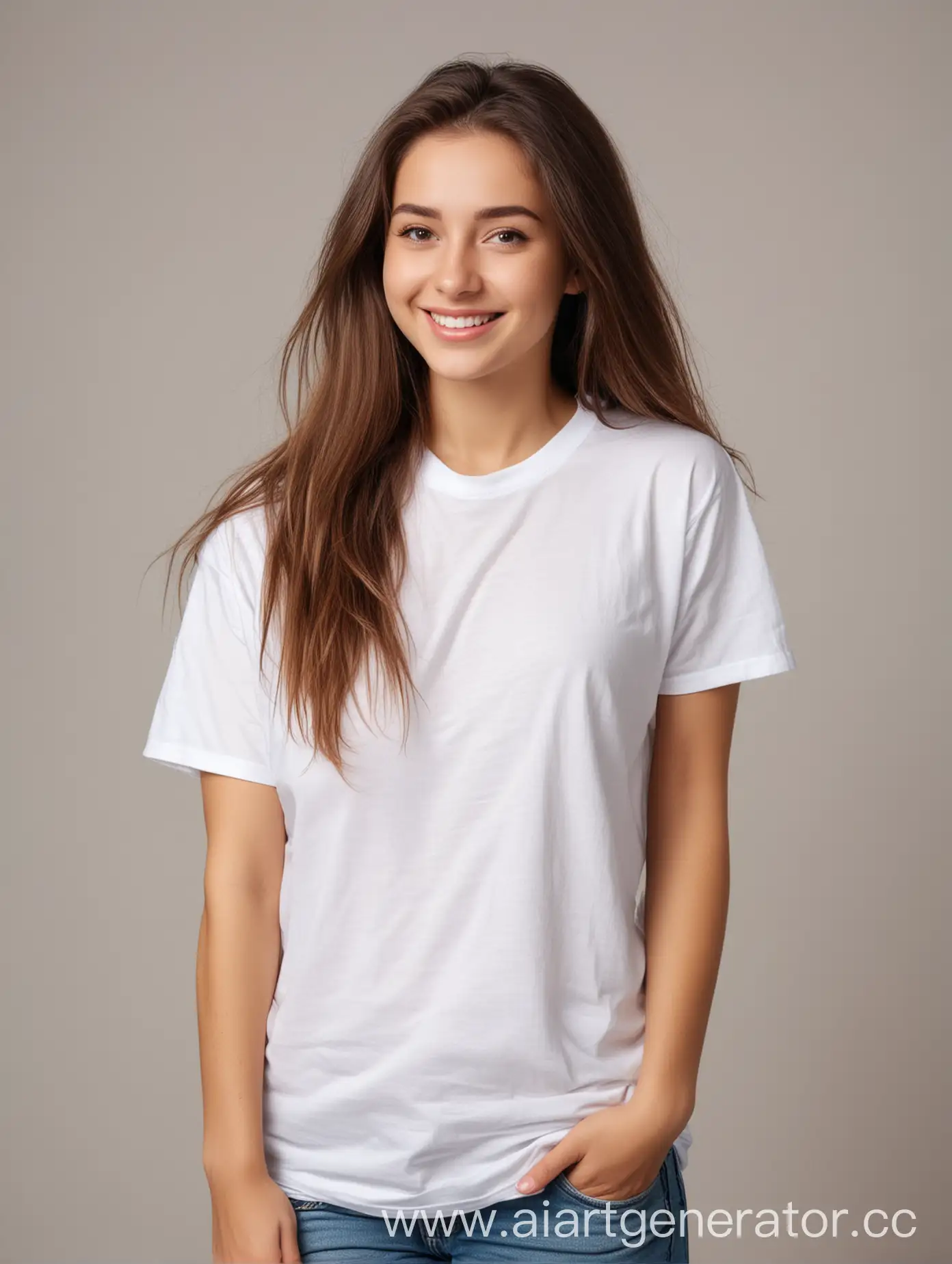 Young-Woman-Smiling-with-Long-Hair-in-White-TShirt