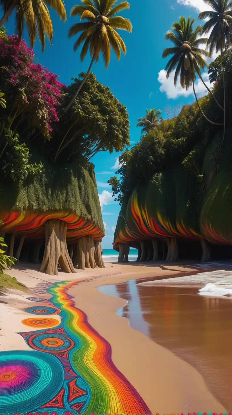 Colorful Ayahuasca Beach Scene