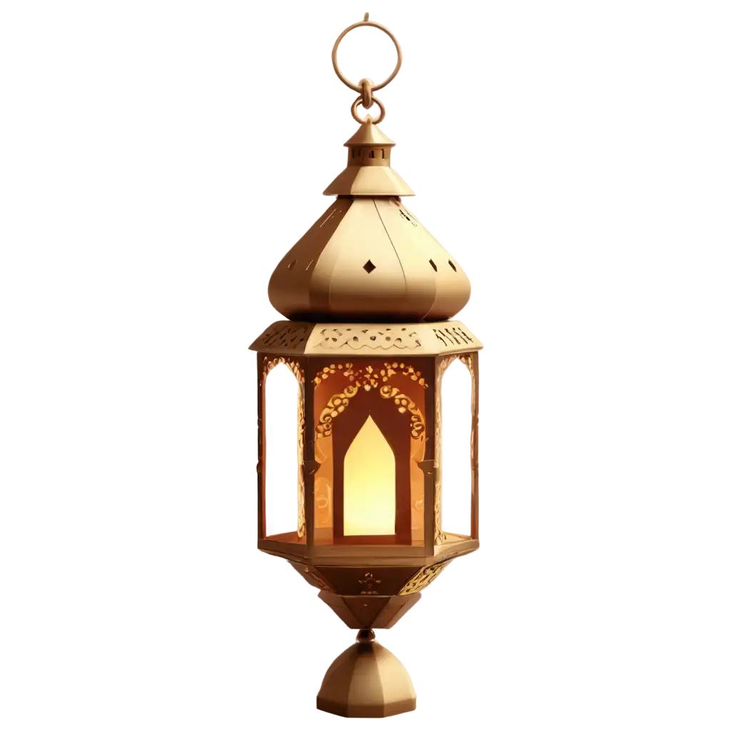 attractive ramadan lantern golden-white color with 3d graphics animation in the form of video