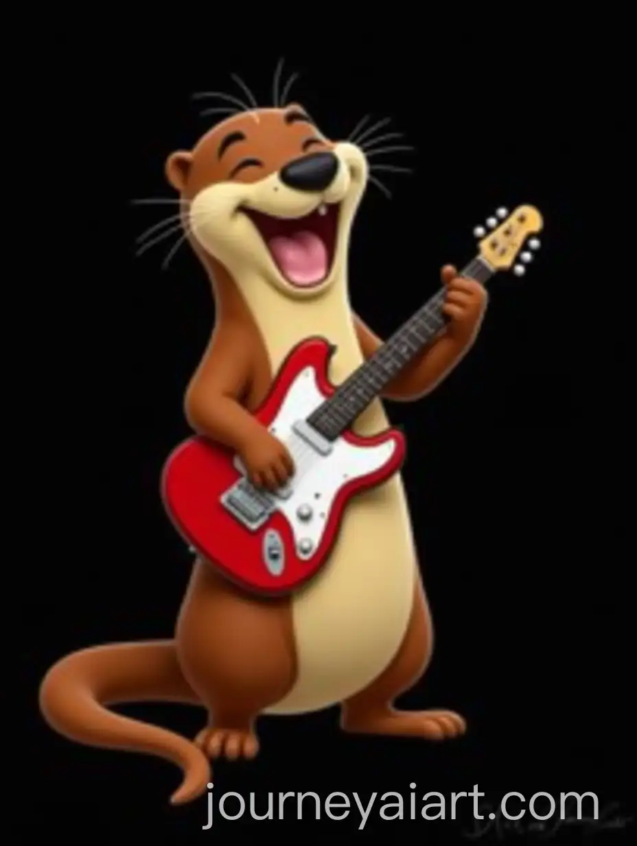 Animated-Otter-Playing-Red-Electric-Guitar-with-Joyful-Expression