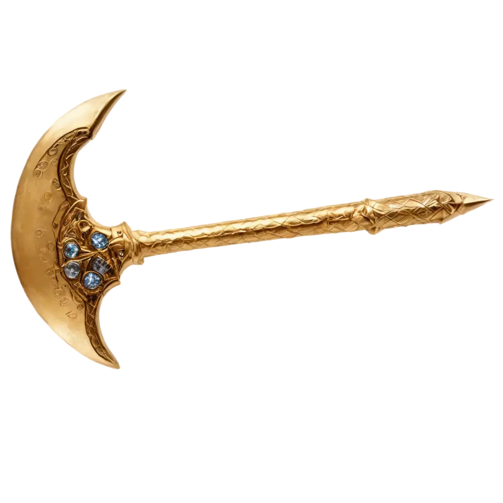 Exquisite-PNG-Image-of-a-Beautiful-Golden-Axe-Adorned-with-Diamonds