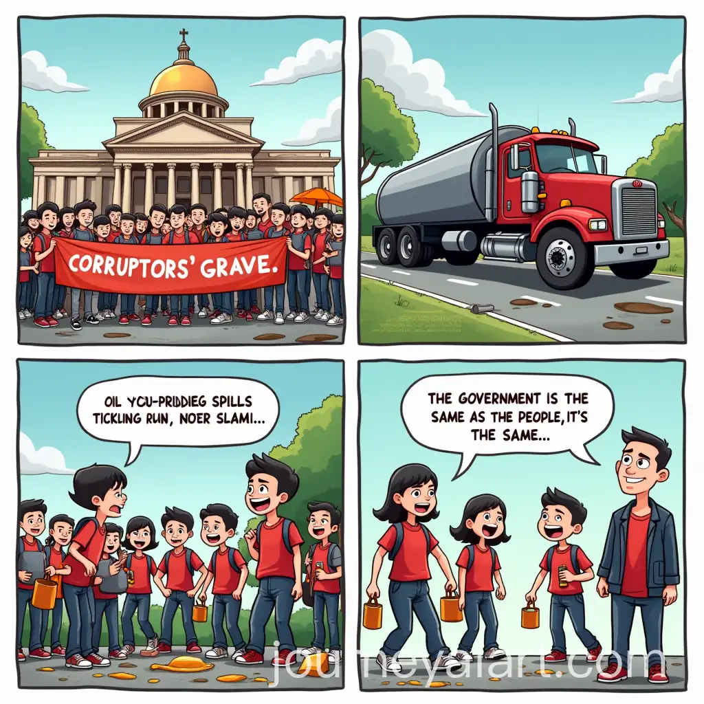 Cartoon-Protesters-and-Satirical-Government-Message-in-FourPanel-Comic
