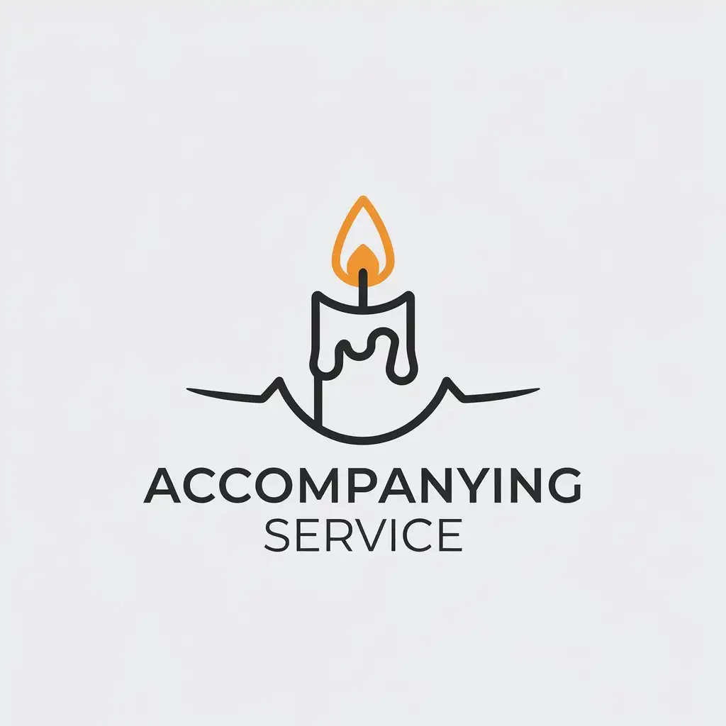 a vector logo design,with the text "accompanying service", main symbol:candle light,Minimalistic,be used in Medical Dental industry,clear background