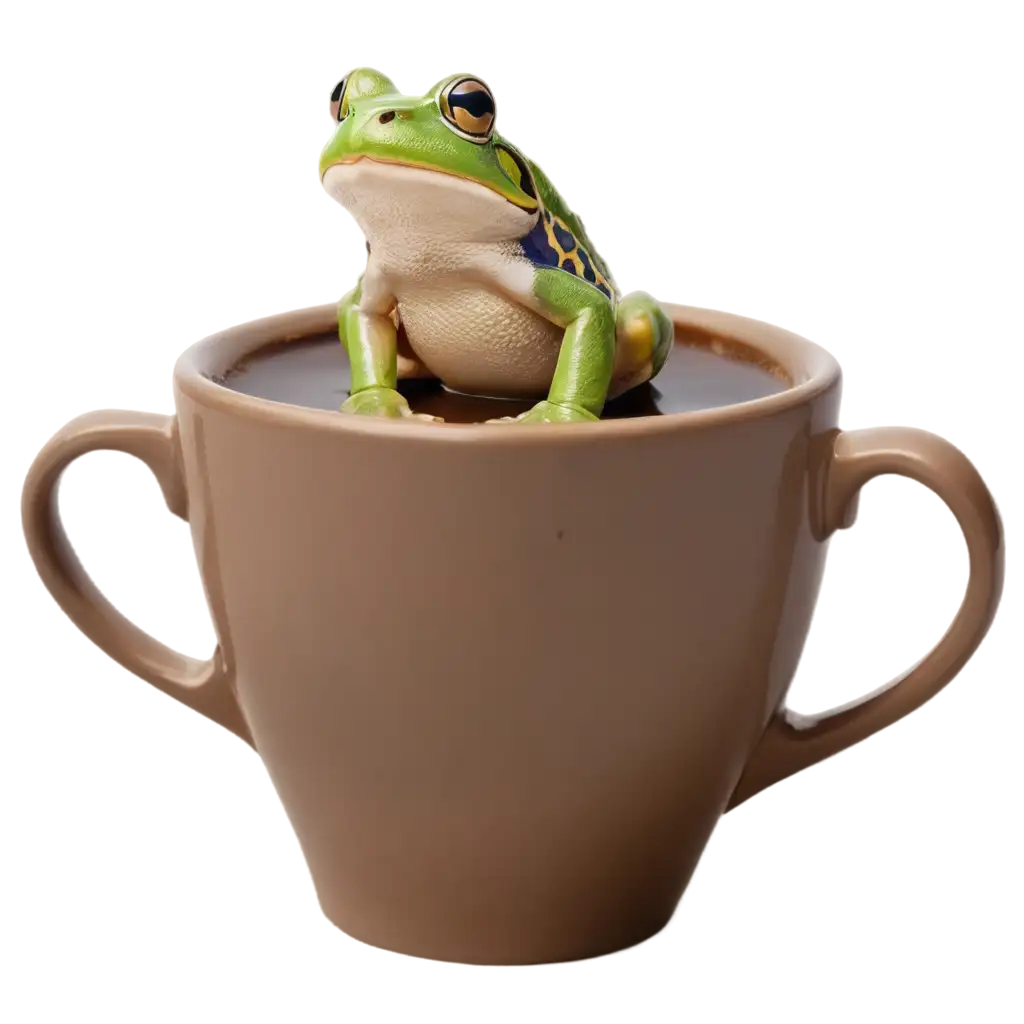 Frog-Jumping-in-Coffee-Cup-PNG-Image-Quirky-and-Creative-Visual-Concept