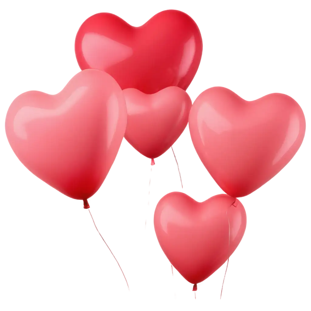 HeartShaped-Balloon-Cluster-PNG-in-Pink-and-Red-Shades-Floating-on-Transparent-Background