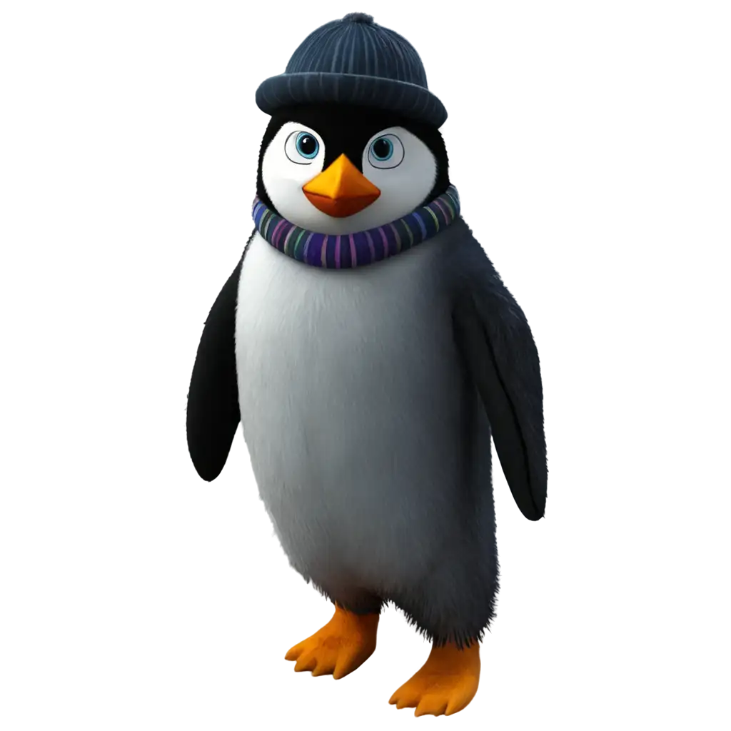 penguin with bright colors dressed like a gangster.