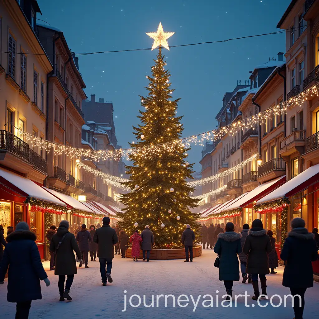 Festive-Christmas-City-Street-with-Holiday-Decorations-and-Snowfall
