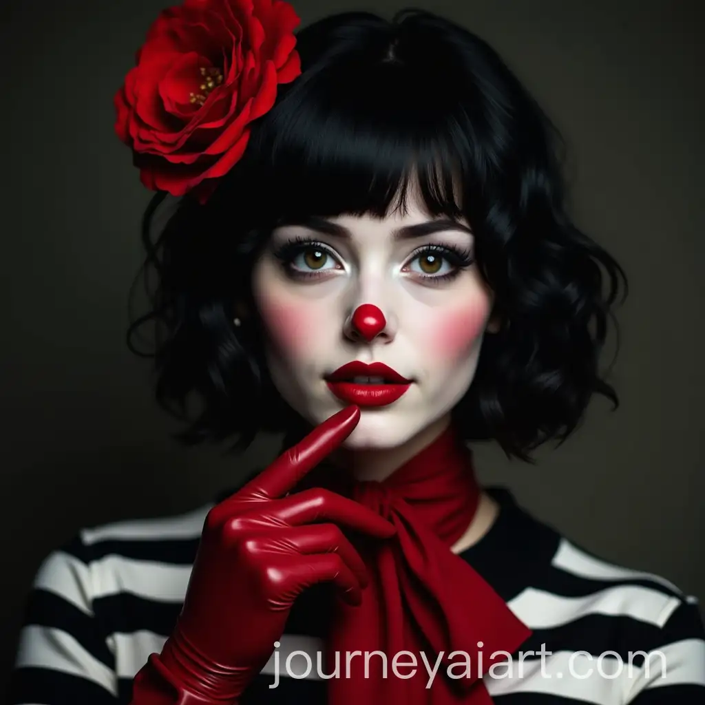 AI-Art-Prompt-ExpansionMime-Girl-with-Red-Nose-and-Rose-in-Her-Hair