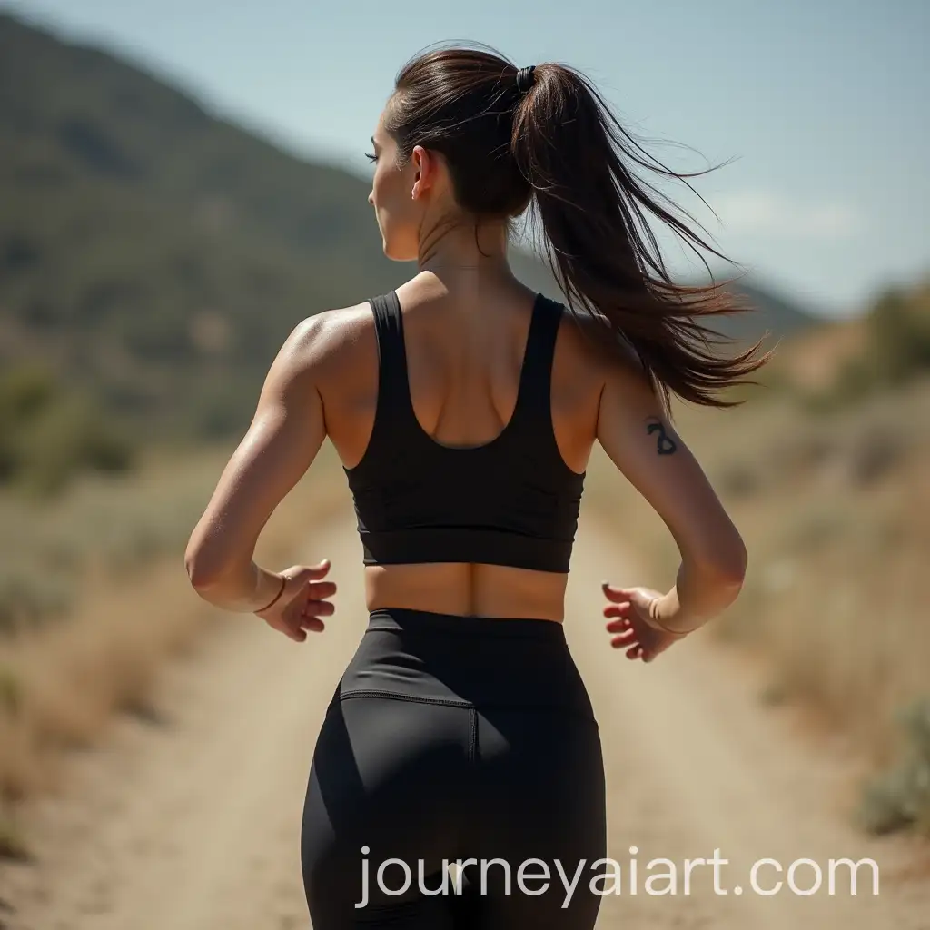 Two-Beautiful-Sportswomen-in-Black-Shiny-Tights-Running-with-Their-Backs-Turned
